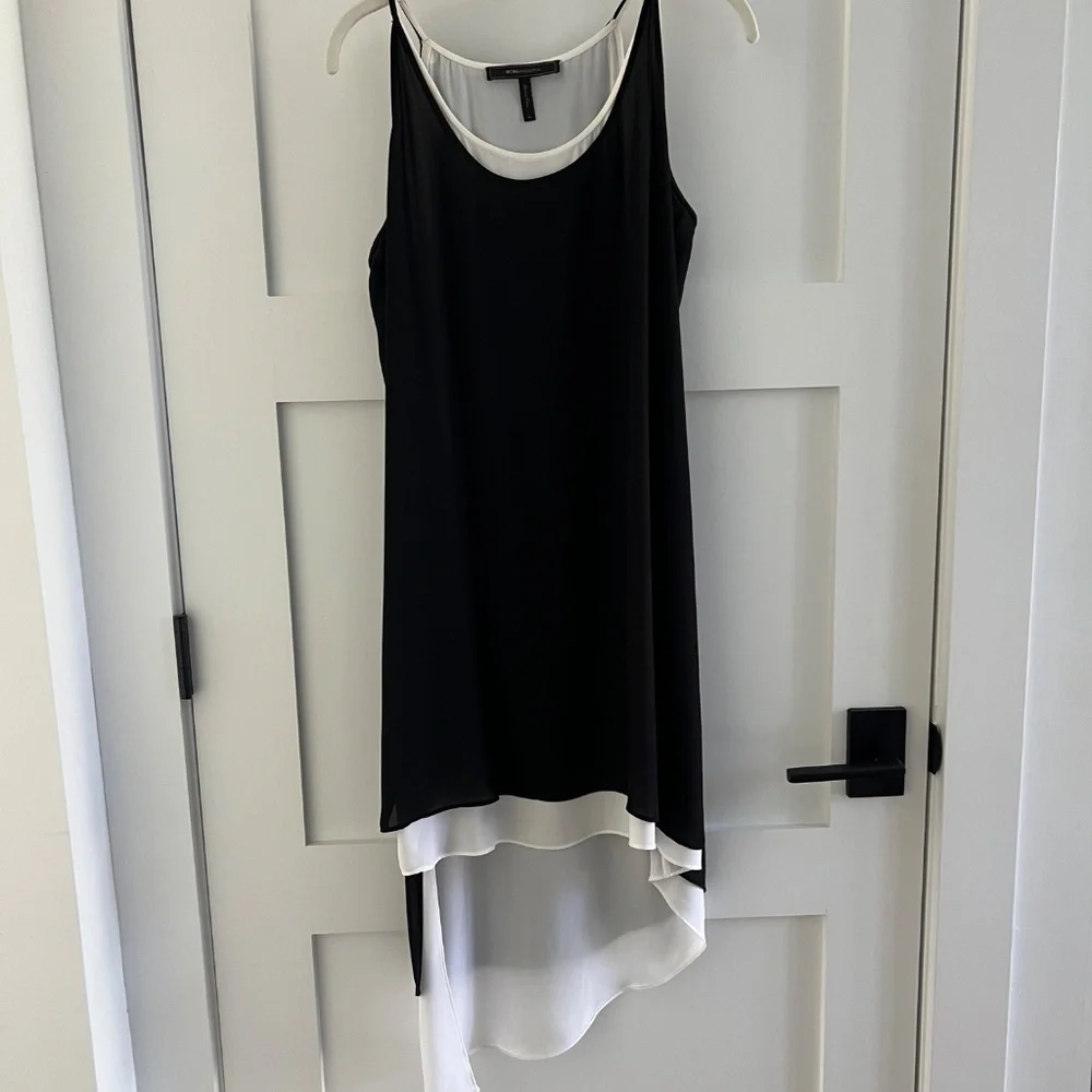 BCBG MaxAzaria High -Low Asymmetrical Slip Dress in black and white- Size M - Picture 6 of 7